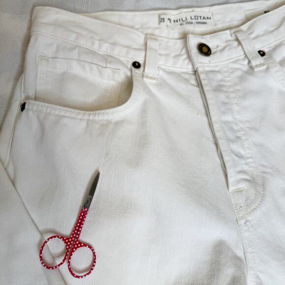 Nili Lotan Juliet High Waist Jeans in Cream Wash Size 25 - Picture 10 of 16